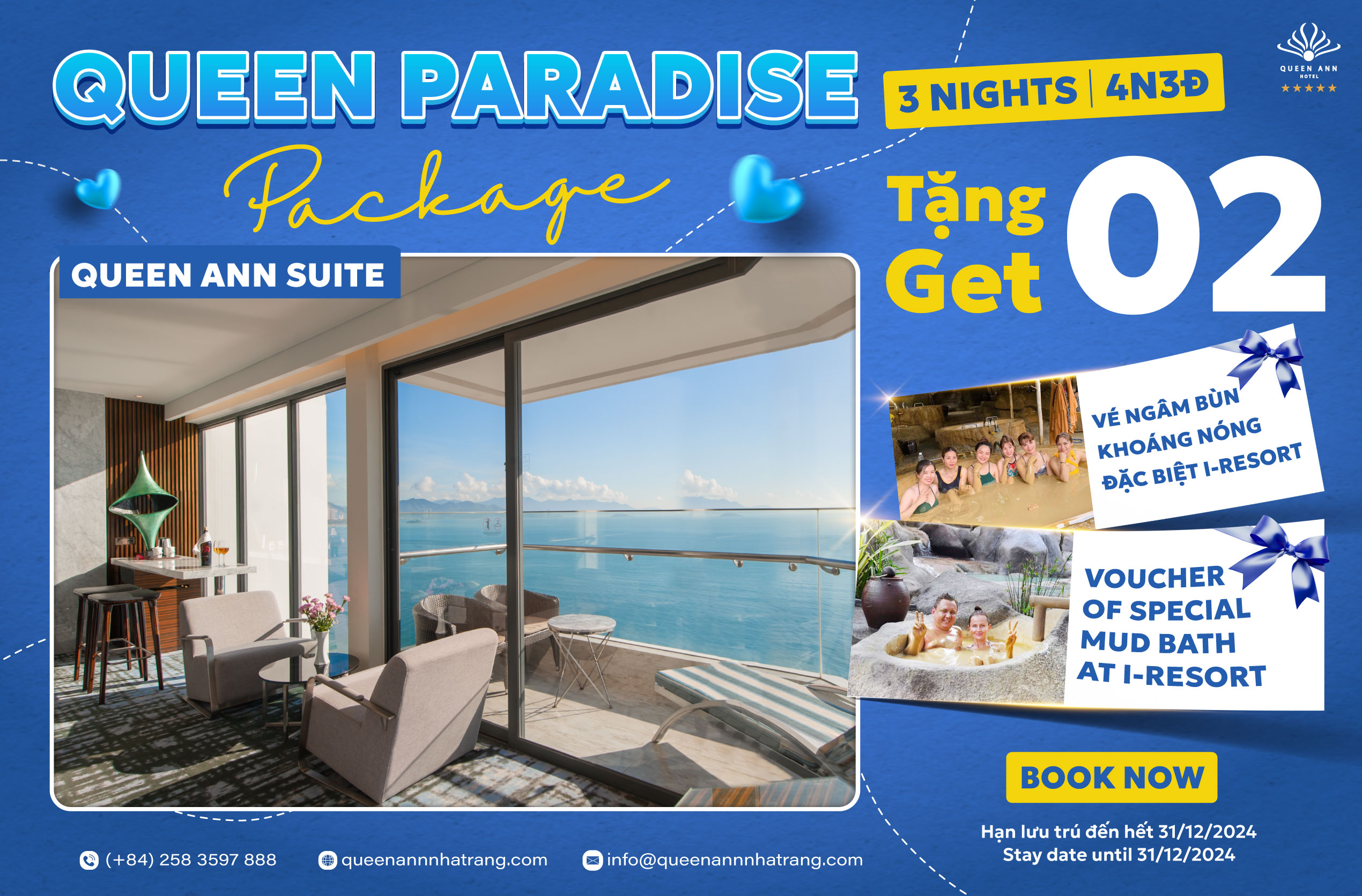 QUEEN PARADISE PACKAGE - LUXURY STAY COMBINED WITH RELAXING HOT MUD BATH EXPERIENCE