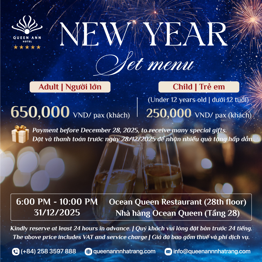  ТОРЖЕСТВЕННЫЙ НОВОГОДНИЙ ГАЛА-УЖИН В QUEEN ANN NHA TRANG