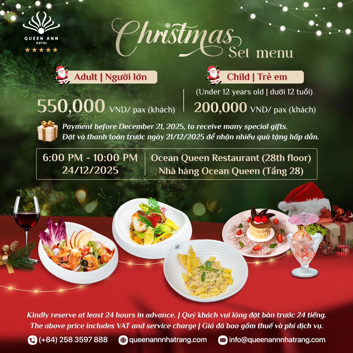 RỘN RÀNG MÙA LỄ HỘI VỚI ĐÊM TIỆC GIÁNG SINH TẠI QUEEN ANN NHA TRANG